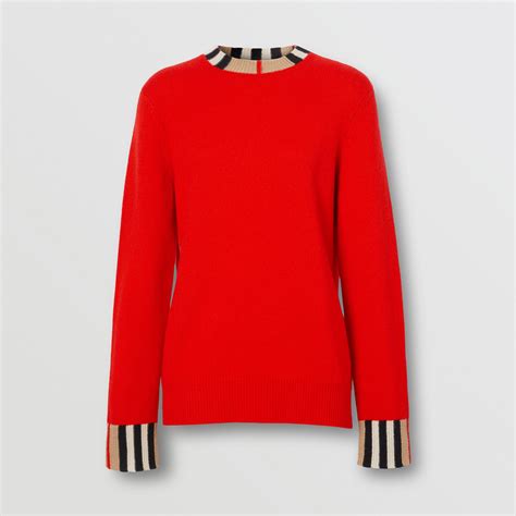 burberry icon stripe trim cashmere sweater|burberry cashmere stripe collar.